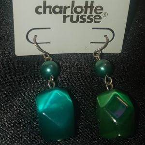 Charlotte russe iridescent glass drop earrings.with brilliant color changes